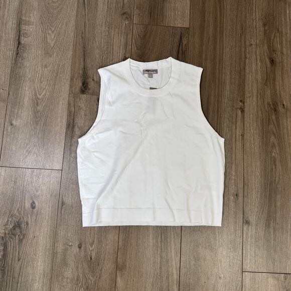 J.Crew Jackie Sweater Shell Womens L White Premium Ultra-Fine Cotton Sleeveless - Picture 3 of 7